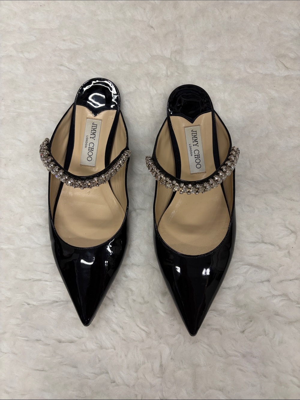 Jimmy Choo Black Patent “Bing” Mules